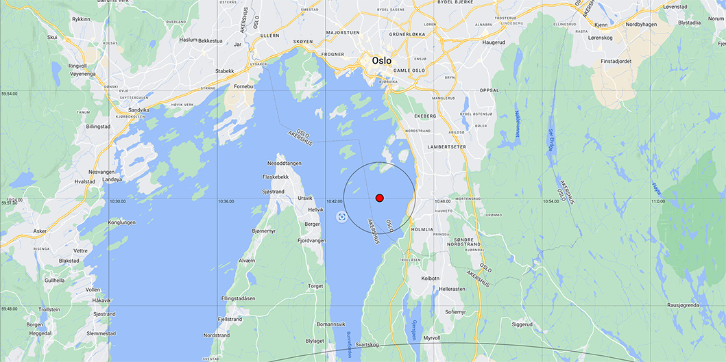 Skjermdump fra ippc.no over utvidet restriksjonsområde ved Oslo.