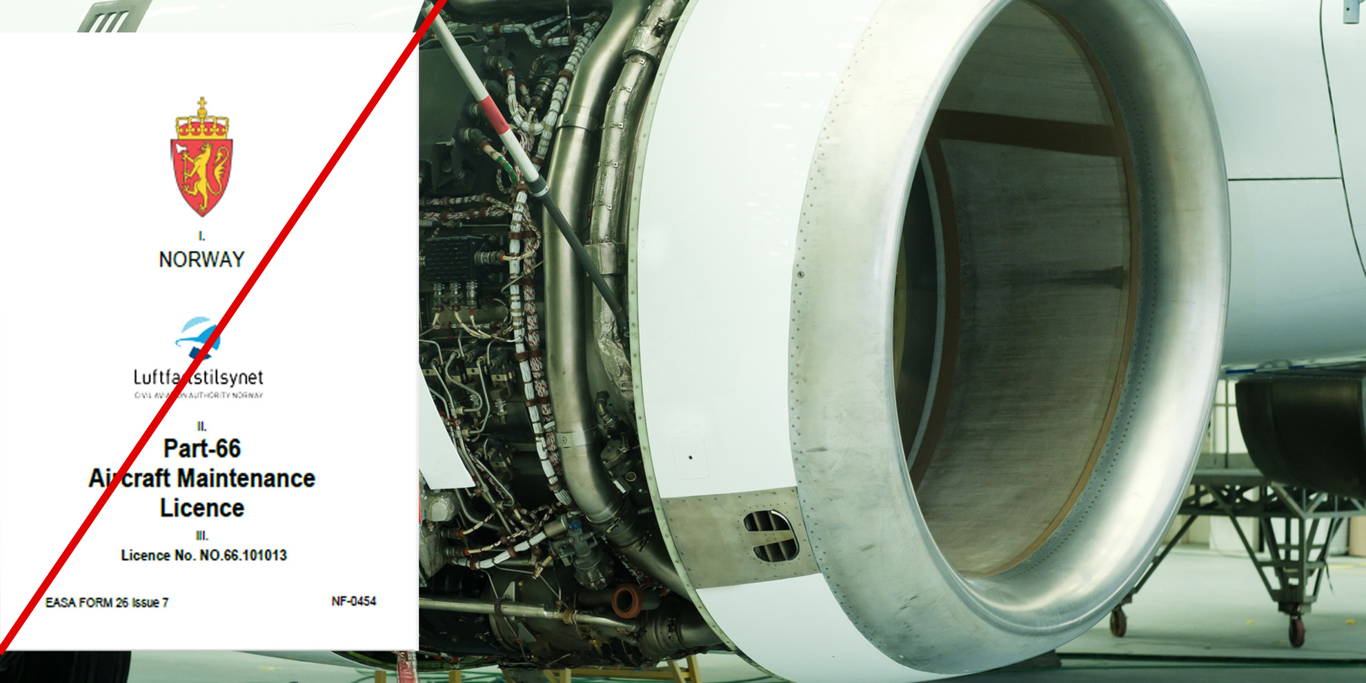 Utskrift av Part-66 sertifikater er midlertidig utilgjengelig. Illustrasjonsfoto av en flymotor.